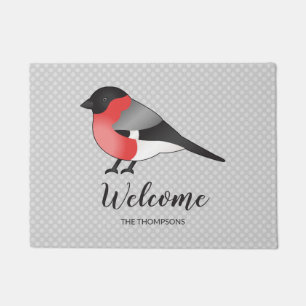 Paillasson Illustration de joli oiseau & Bienvenue avec nom p
