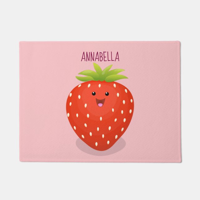 Paillasson Illustration de la fraise Cute kawaii (Devant)