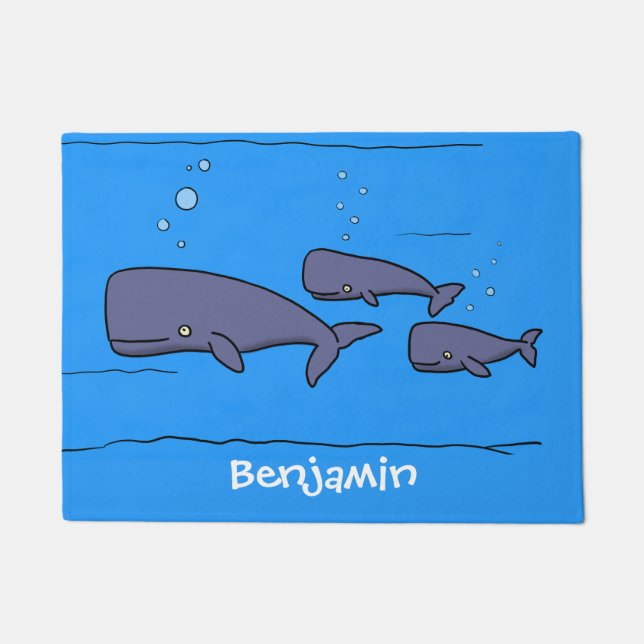Paillasson Illustration de mignonne migratrice de baleines à  (Devant)