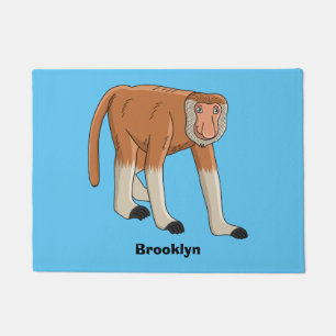 Paillasson Illustration de singe nasique drôle en style carto