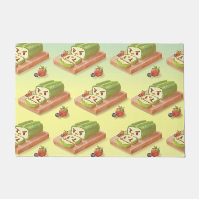 Paillasson Illustration du rouleau de gâteau Matcha (Devant)