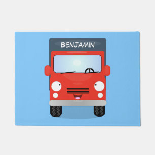 Paillasson Illustration d'un camion kawaii rouge mou