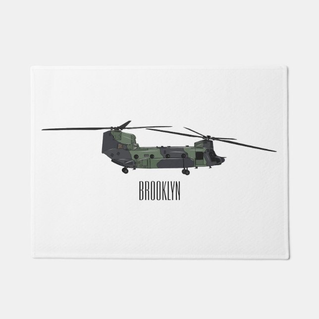 Paillasson Illustration d'un hélicoptère de l'armée de Chinoo (Devant)