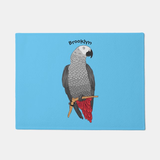 Paillasson Illustration d'un perroquet gris en Afrique (Devant)