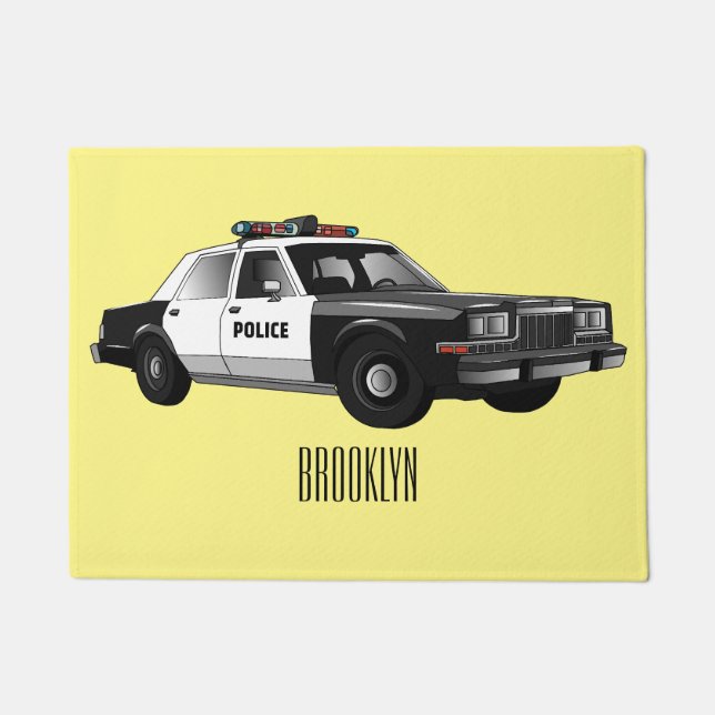 Paillasson Illustration d'une voiture de police (Devant)