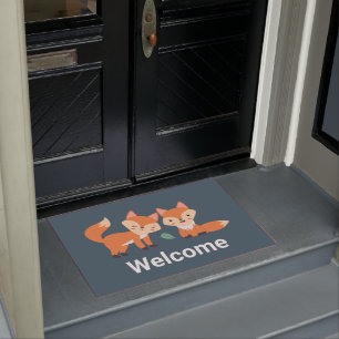 Paillasson Illustration graphique des renards orange mignons