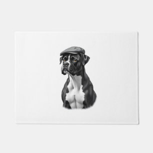 Paillasson Illustration graphique monochrome de Boxer vintage