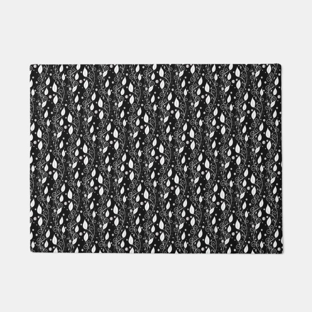 Paillasson Illustration moderne abstraite d'encre noire et bl (Devant)