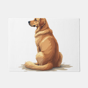Paillasson Illustration Rétro de Golden Retriever Vue Arrière