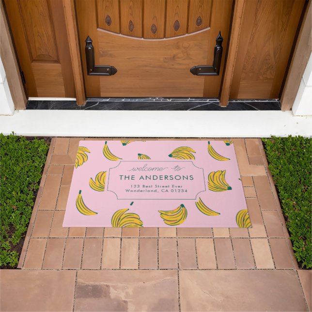Paillasson Illustrations de banane cool en adresse rose (De plein air)