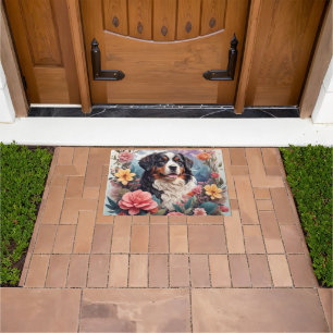 Paillasson imaginaire floral 3D Bernese Mountain Dog Birds Vi