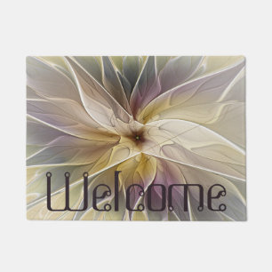 Paillasson Imaginaire Floral Gold Eggplant Texte d'art Abstra