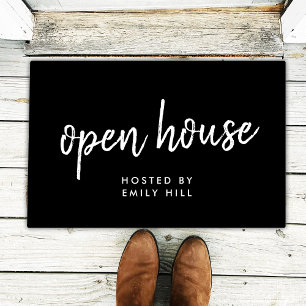 Paillasson Immobilier Open House élégant noir Realtor