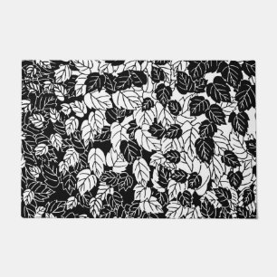 Paillasson Impression feuille japonaise, noir et blanc