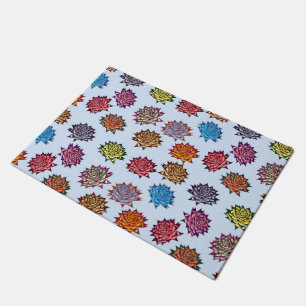 Paillasson Impression Rose pointillée, Modèle Floral Moderne
