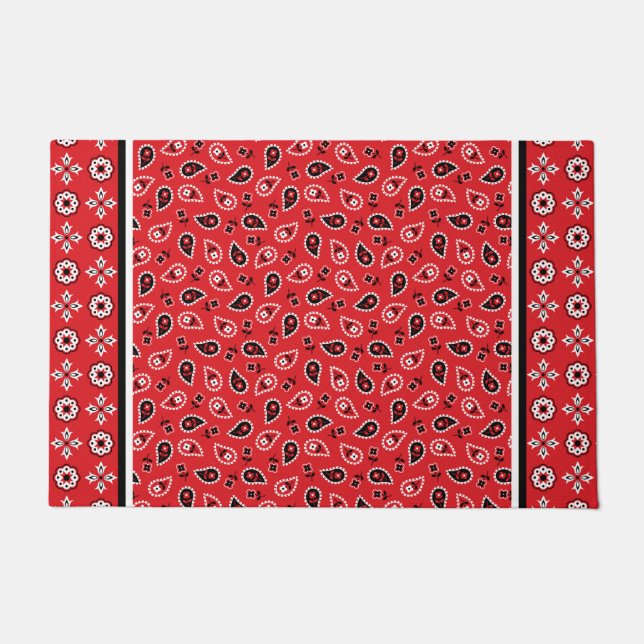 Paillasson Imprimantes Boho Bandana Rouge (Devant)