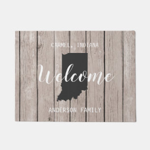 Paillasson Indiana State Personnalisé Welcome Wood Look