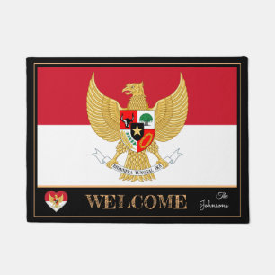 Paillasson Indonésie & Indonésie Drapeaux / sports Bienvenu