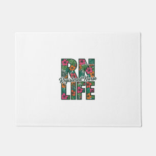 Paillasson Infirmière diplômée RN Life Floral Vector Design_1