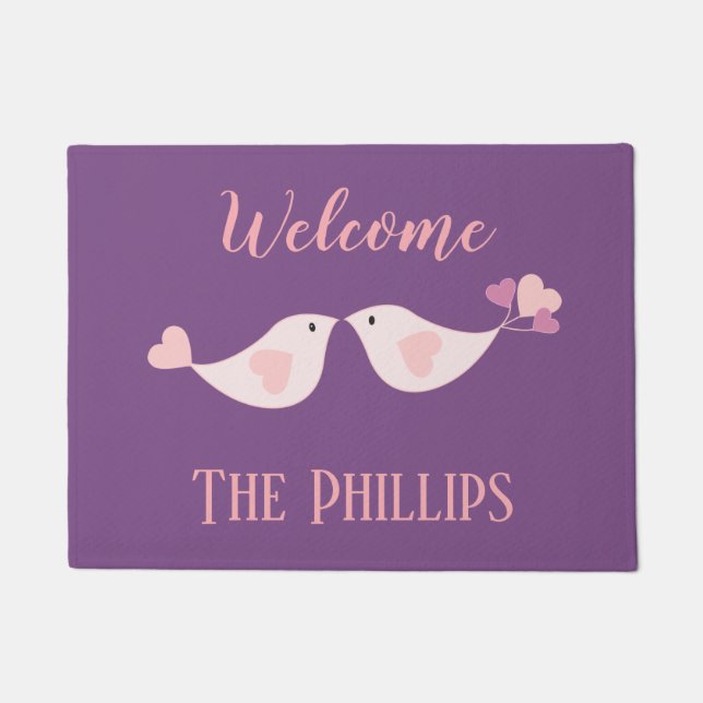 Paillasson Inséparables d'accueil sur Purple (Devant)