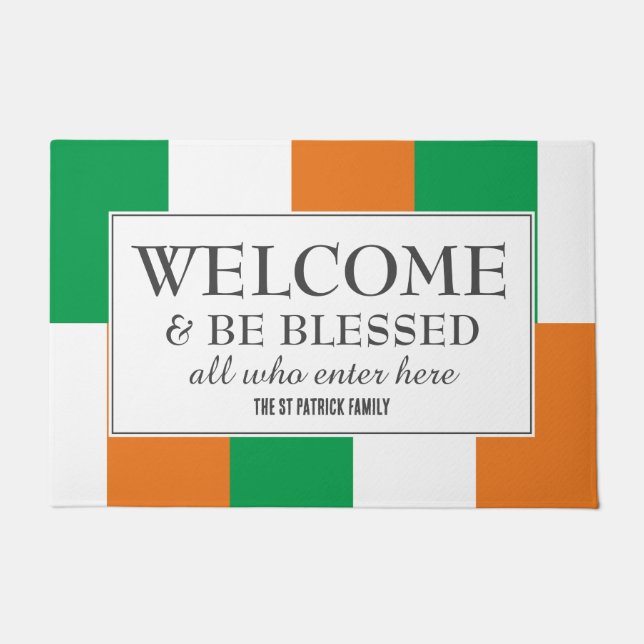 Paillasson IRLANDAIS DRAPEAU Bienvenue Soyez béni Irlande (Devant)