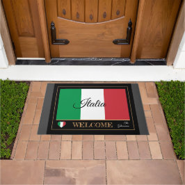 Paillasson Italie & Italie Drapeau maison mat / sports Bienve