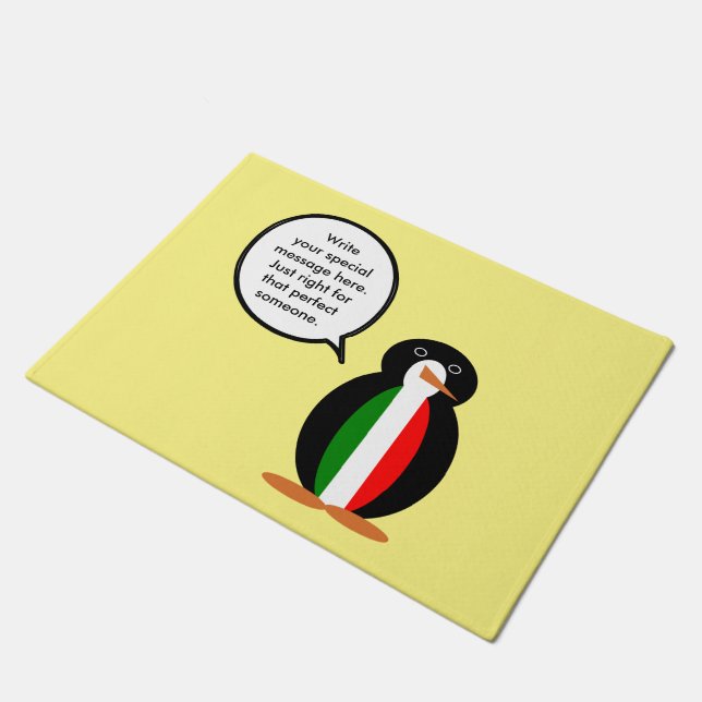 Paillasson Italien Parler Mme Penguin Personnalisé (Incliné)