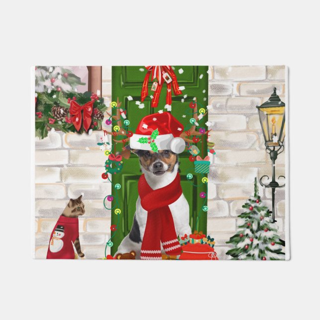 Paillasson Jack Russell Chien Noël (Devant)