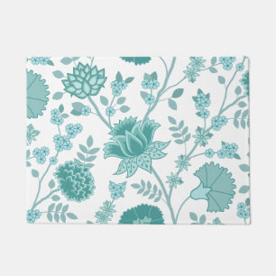 Paillasson Jacobean Floral Lg Motif Teintures sur blanc