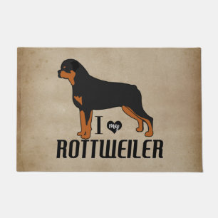Paillasson J'adore mon chien Rottweiler rustique