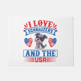 Paillasson J'aime Schnauzers et les USA