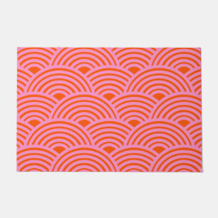 Paillasson Japon Vague Seigaiha Motif Preppy Orange rose