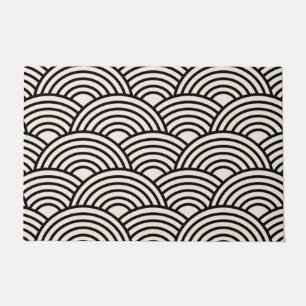 Paillasson Japon Vague Seigaiha Noir Et Crème Blanc