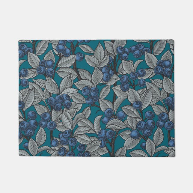 Paillasson Jardin aux bleuets, bleu et gris (Devant)