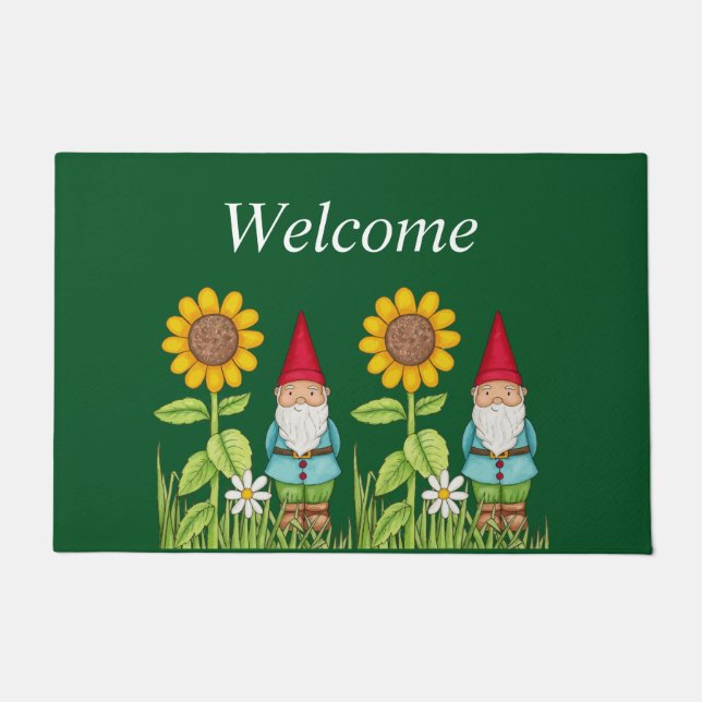 Paillasson Jardin de tournesol de Gnomes mignonnes Nature fle (Devant)