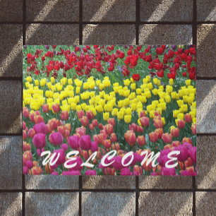 Paillasson Jardin de Tulipes coloré Accueil floral