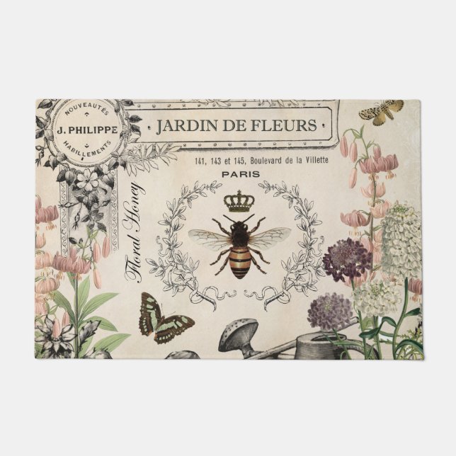 Paillasson Jardin français vintage moderne d'abeille (Devant)