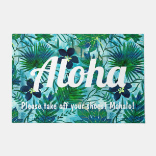 Paillasson Jardin tropical hawaïen Teal de Nalani