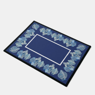 Paillasson Jardins à gingembre bleu et blanc de la marine