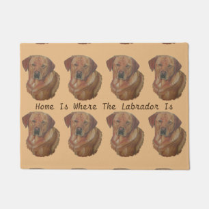 Paillasson jaune labrador retreiver chien portrait slogan amu
