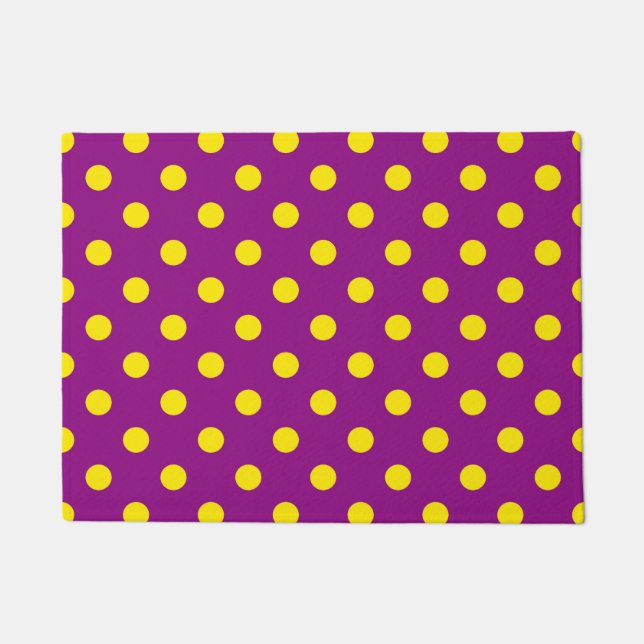 Paillasson Jaune sur violet Pois design Motif (Devant)