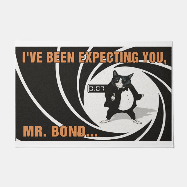 Paillasson Je t'attends, M. Bond amoureux des chats (Devant)