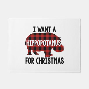 Paillasson Je veux un hippopotame pour Noël