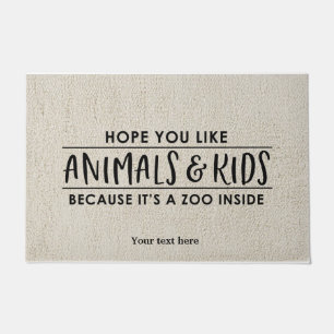 Paillasson J'espère que vous aimez les animaux et les enfants