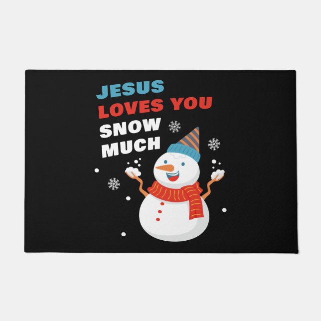 Paillasson Jésus t'aime Neige Beaucoup Noël chrétien  (Devant)