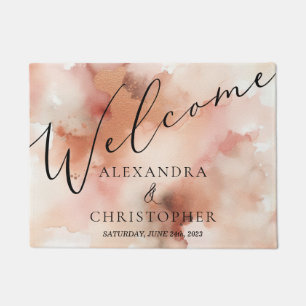 Paillasson Jeu de mariage rose poussière dorée aquarelle call