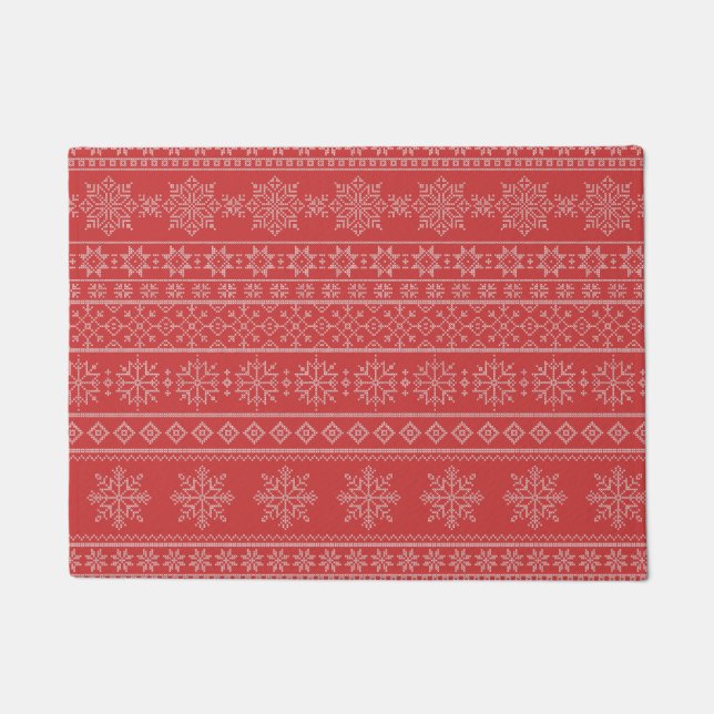Paillasson Jeu de noël scandinave rouge laide (Devant)