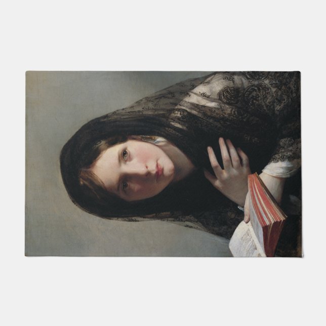 Paillasson Jeune femme perdue dans les rêves (Lire un livre) (Devant)