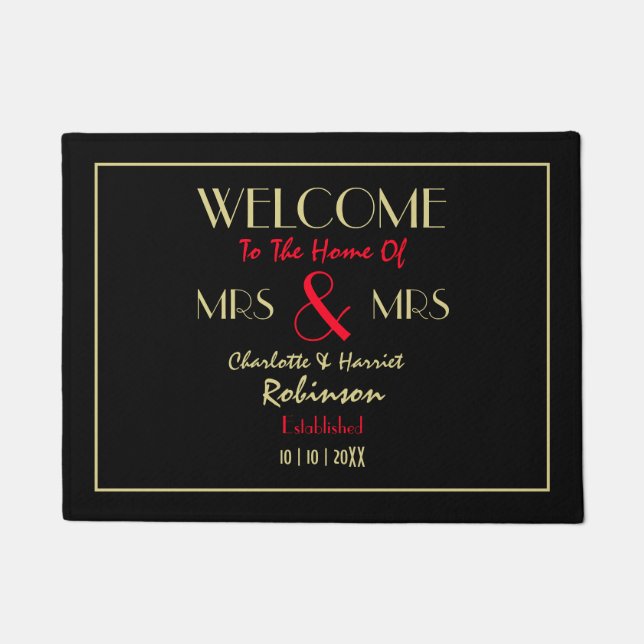 Paillasson Jeunes mariés Mme et Mme Cadeau Mariage personnali (Devant)