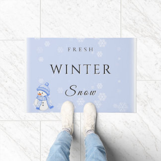 Paillasson Joie fraîche d'hiver avec neige et bonhomme de nei